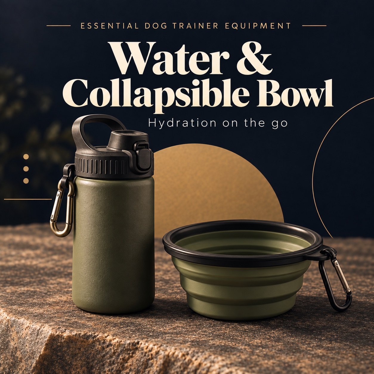 Water bottle and collapsible dog bowl