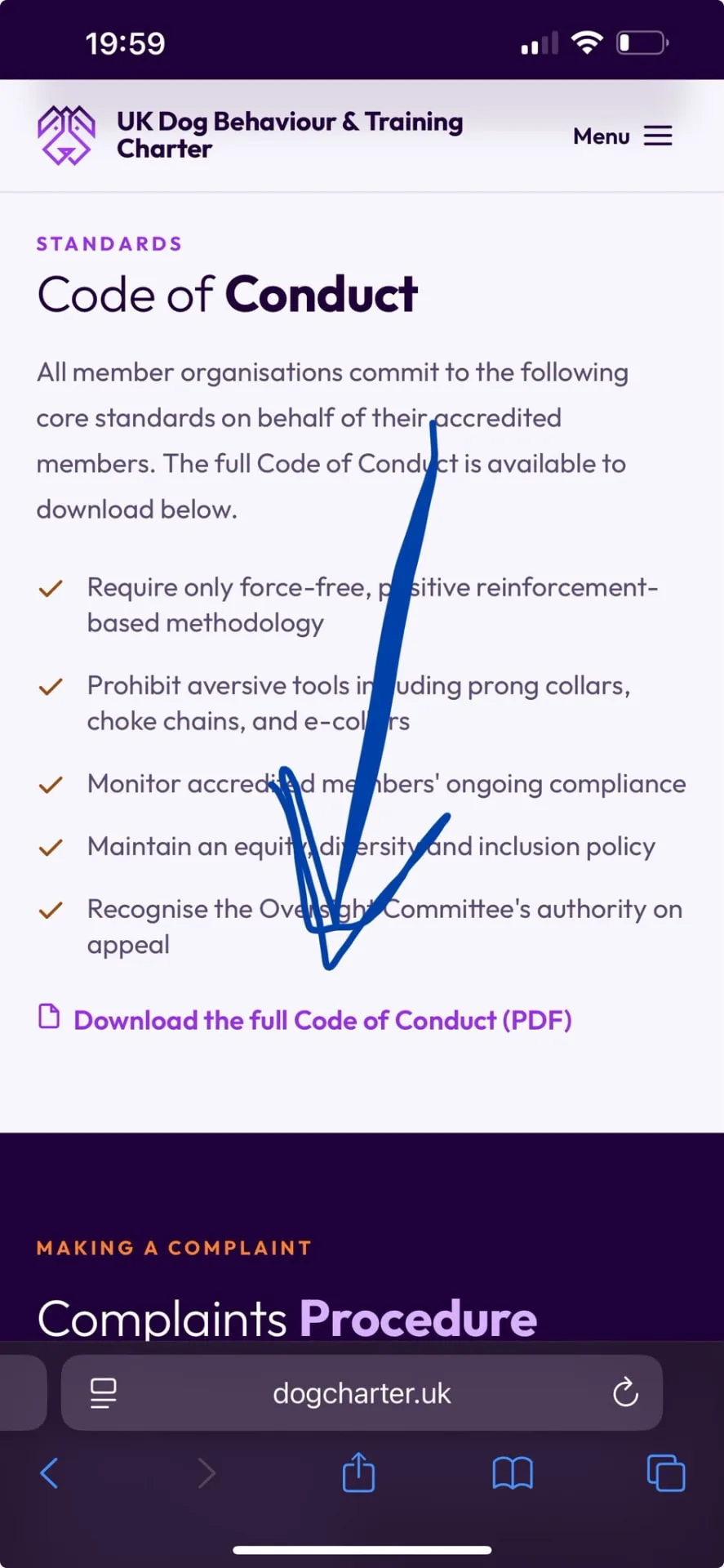 UK Dog Behaviour and Training Charter Code of Conduct summary