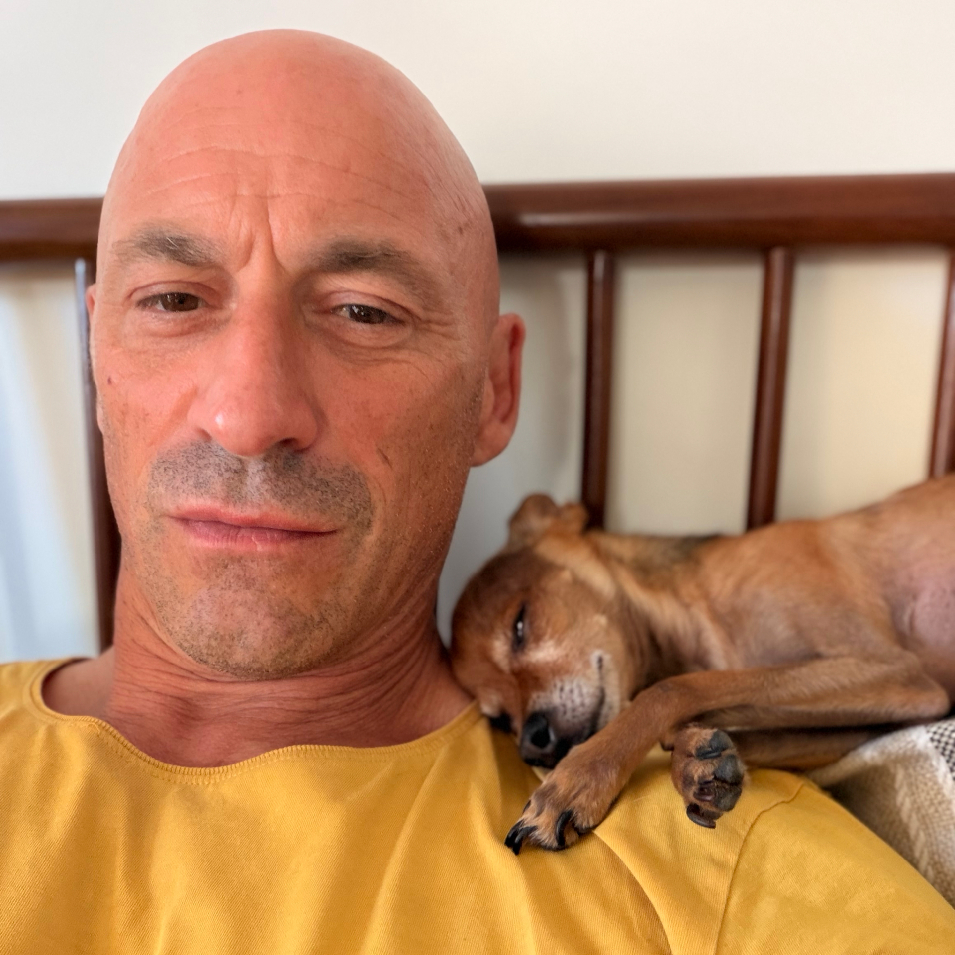 Nando with rescue dog