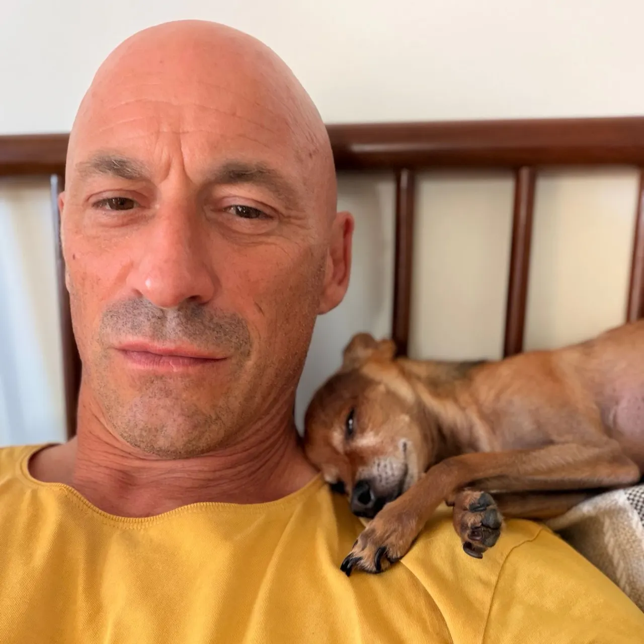 Nando with rescue dog
